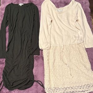 Elegant Long Sleeve Dresses in Black and Cream